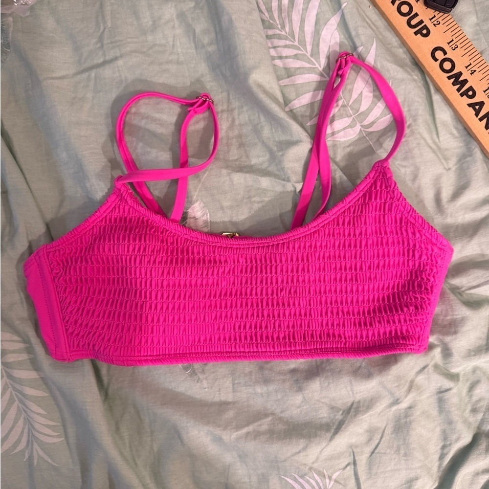 Wild Fable Hot Pink Textured Bralette swim top
